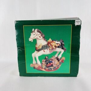 Vintage, Cedar Creek Collection,  Christmas Rocking Horse Bears Statue Figurine
